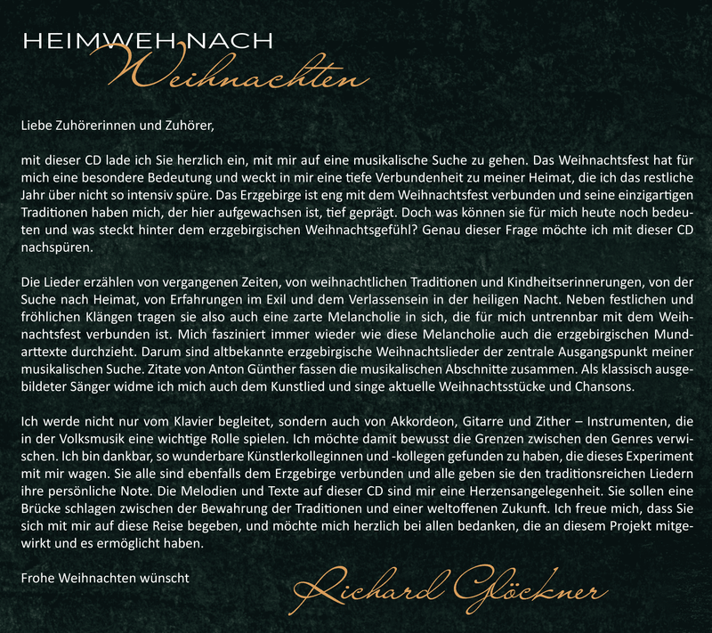MP3- Download Musik-CD "Heimweh nach Weihnachten" von Richard Glöckner Ulmik Erzgebirgische Volkskunst