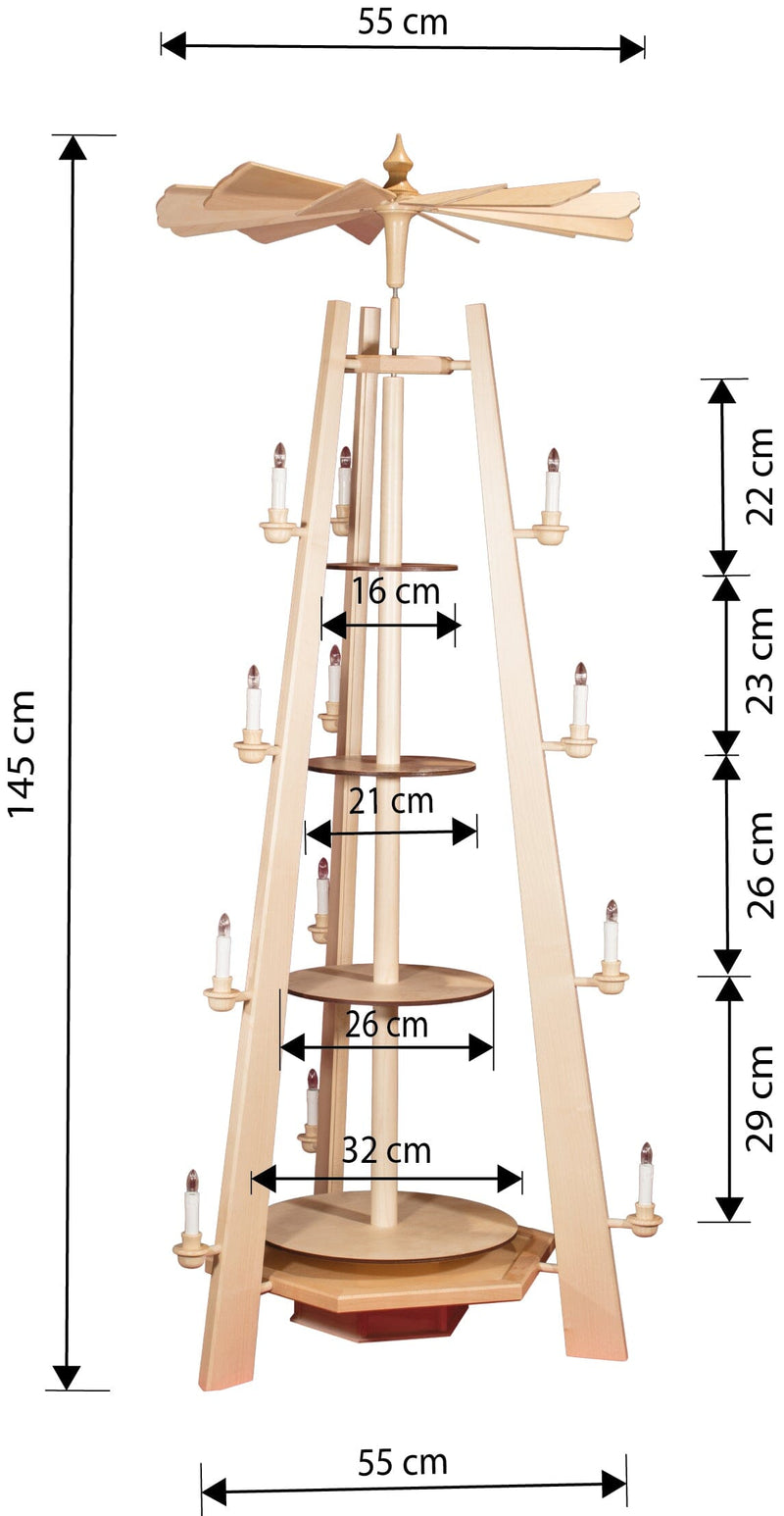 Pyramide Wald elektrisch 150 cm mit Natur Besückung Ulmik