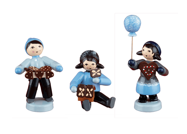 Kinder mit Pfefferkuchen 3-teilig blau, Ulmik