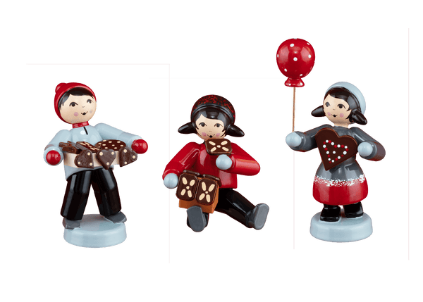 Kinder mit Pfefferkuchen 3-teilig rot, Ulmik