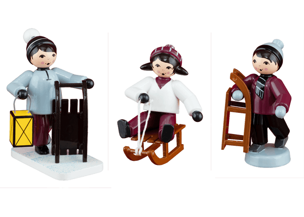 Kinder mit Schlitten 3-teilig lila, Ulmik