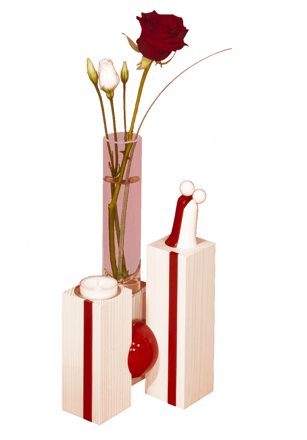 Kugelvase Weiß-Rot, Ulmik