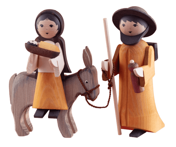 Maria und Josef auf Esel gebeizt 13cm, Ulmik